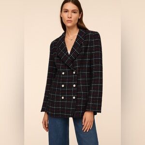 Emanuel Ungaro Parallele Vintage 80s Plaid Tweed Blazer 12 Preppy Chic Classic